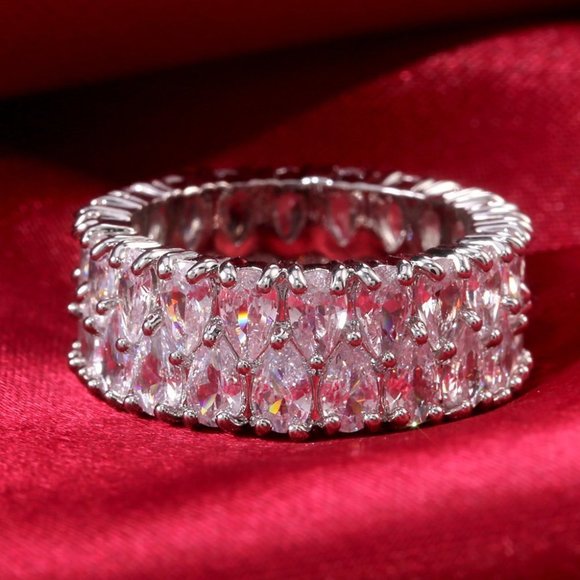 ✨ Round Full Zircon Stone Dazzling Luxury Finger Rings for Women, PD121 - Picture 2 of 13